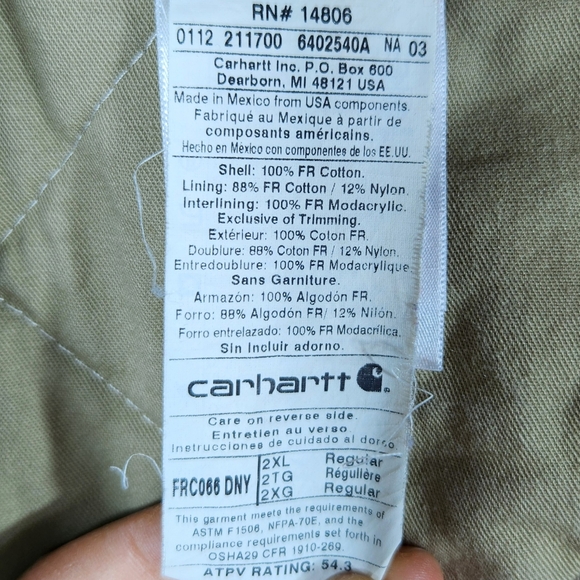 Carhartt Flame-Resistant Duck Traditional Coat Quilt Lined Navy | Men's 2XL XXL - Picture 7 of 10